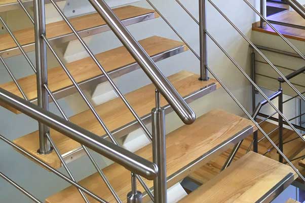 Escalier inox bois